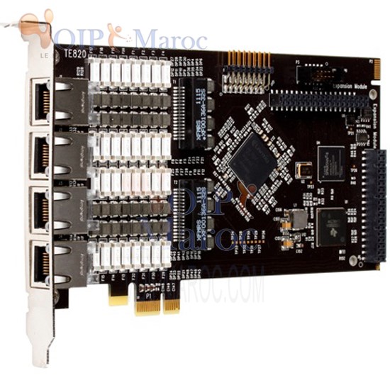 Digium TE820 ,Huit (8) portée numérique T1/E1/J1/PRI PCI-Express x1 carte TE820F